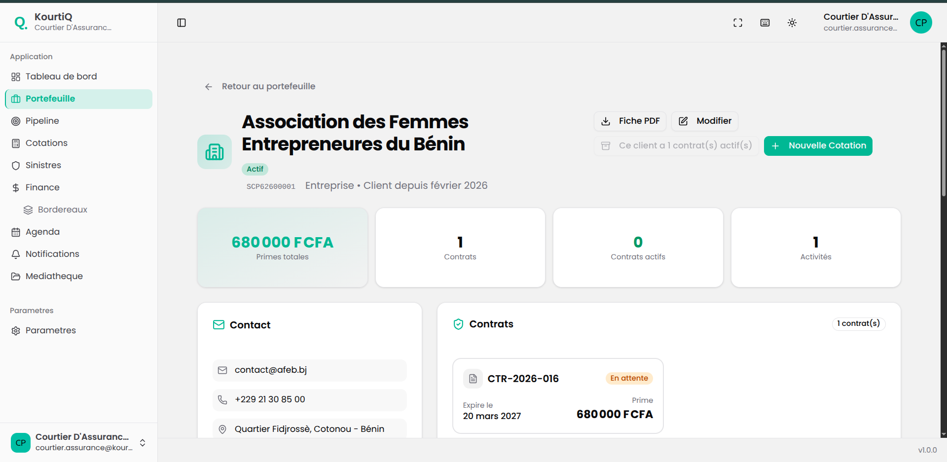 Fiche client détaillée